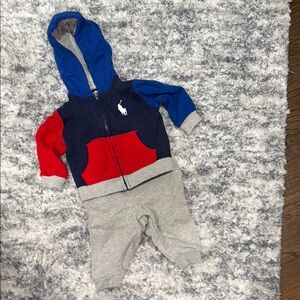 Polo by Ralph Lauren Navy Blue Royal Blue Red Hooded Sweatshirt Set